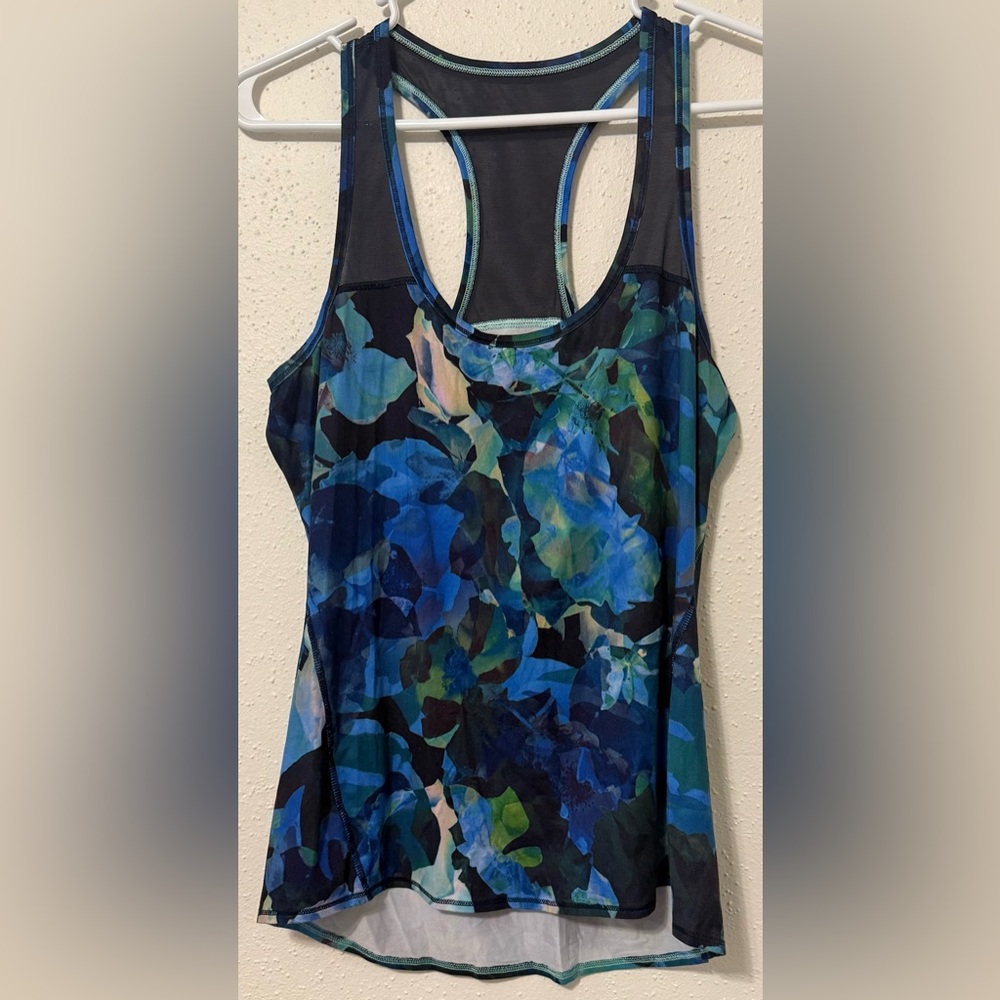 Athleta Mystique Mesh Racerback Floral Tank Top - Size Small